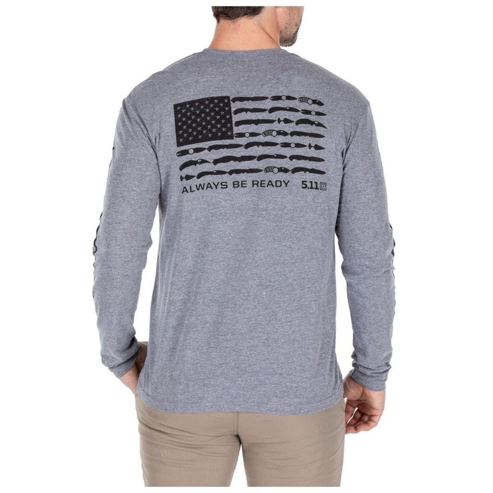 5.11 Tactical Gray Long Sleeve Tee with Flag Design